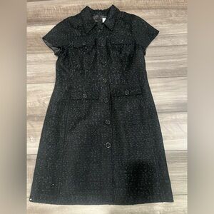 St. John Black Textured Midi Dress